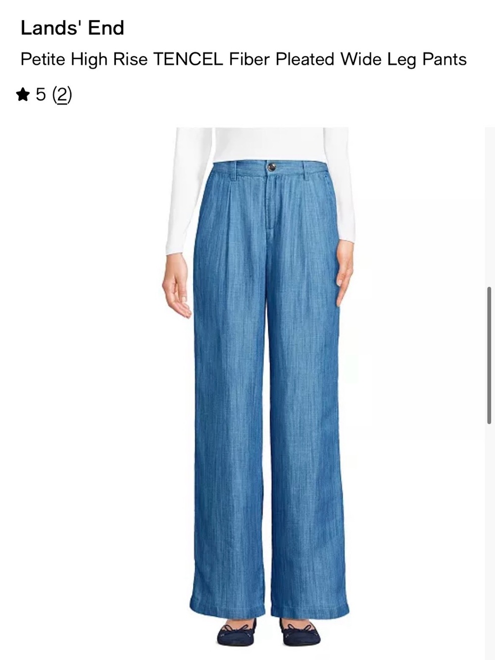Lands' End
Petite High Rise TENCEL Fiber Pleated Wide Leg Pants